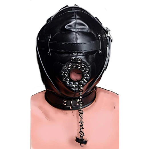 Leather Padded Hood Mask Blindfold Head Restraint Harness Mask, BDSM Bondage Gimp,Sexy Costume