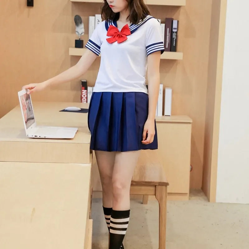 Uniformes scolaires pour femmes, Costume de Cosplay de fête de marin pour étudiants, Costume japonais à manches courtes, Costume JK, jupe plissée pour filles