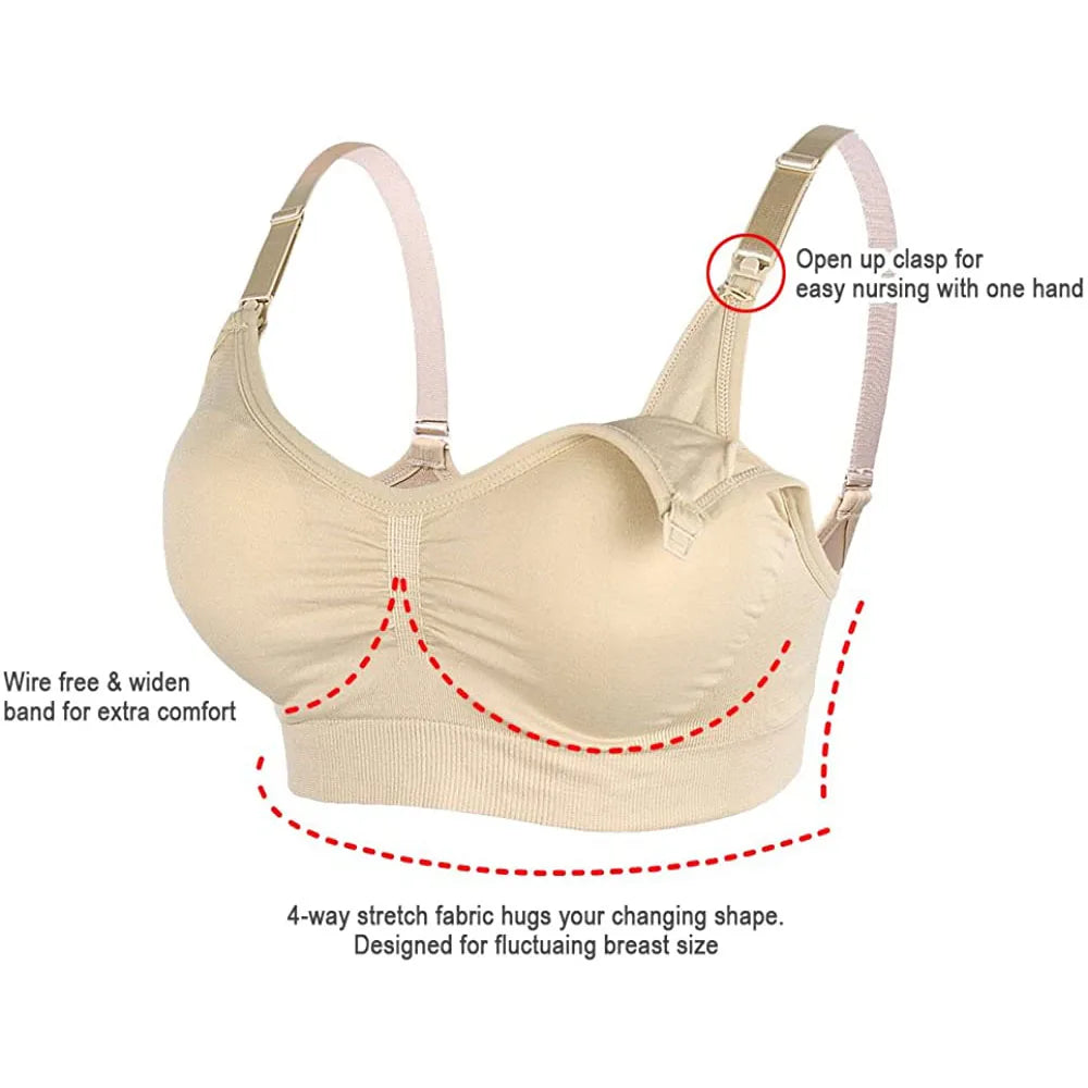 Maternity Bras Wirefree พยาบาล Bra การตั้งครรภ์เสื้อผ้าป้องกันการหย่อนคล้อยให้นมบุตรผู้หญิง Breathable lactancia Bra