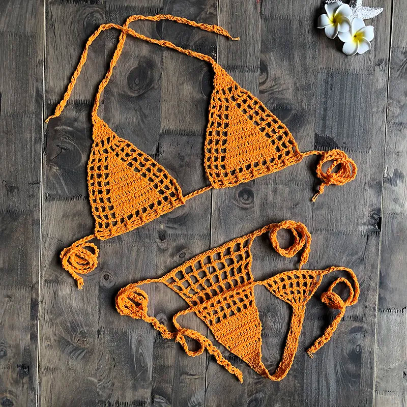 Handmade Crochet Micro Bikini G Thong String Beach Micro Swimwear Sexy Lingerie Sets 2019 Hot Sale