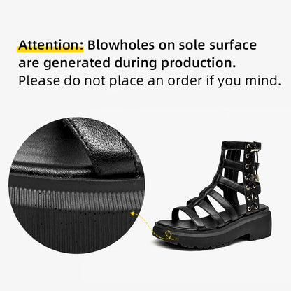 BeauToday Gladiator Sandals Women Cow Leather Platform Shoes Drawstring Side Zipper Closure Summer Ladies Shoes Handmade 07119