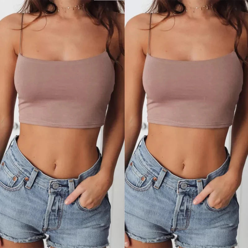 Hot Fashion Women's Club Tank Tops Solid Strappy Sleevless Camisoles Tube Sport Bra Bralette Casual Sexy Ladies Summer Tanks