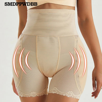 High waist seamless body shaper abdomen butt lifting buttocks control panties invisible pad padded hip enhancing underwear