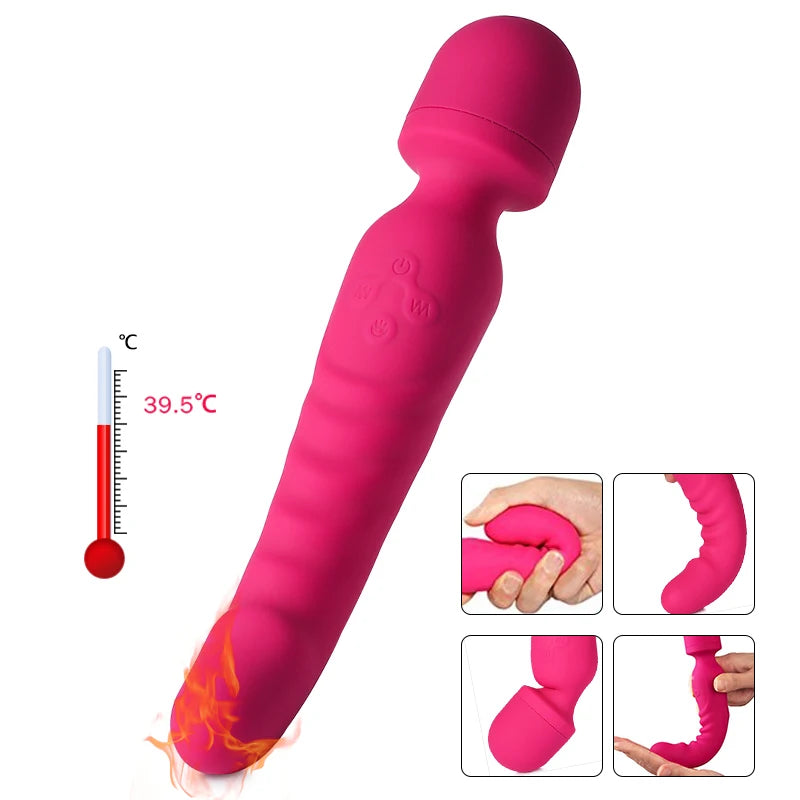 ความร้อน AV Magic Wand นวด G-spot Vibrator Clitoral Stimulator หญิง Masturbation Dildos Vibrator สำหรับผู้หญิงชาร์จ