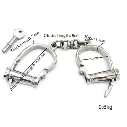 2020 Horseshoe Stainless Steel Handcuffs,Metal Wrist Cuffs Restraints Fetish Slave Manacle Bondage BDSM Sex Toys for Couples