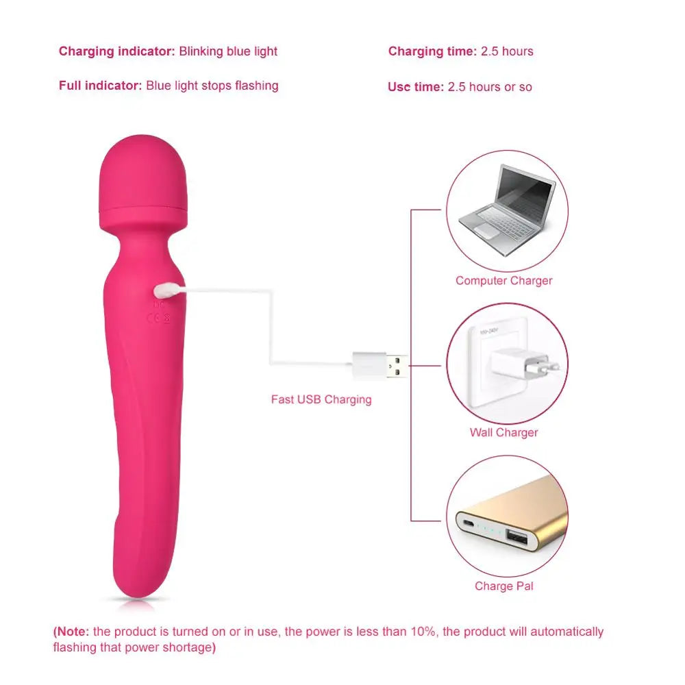 ความร้อน AV Magic Wand นวด G-spot Vibrator Clitoral Stimulator หญิง Masturbation Dildos Vibrator สำหรับผู้หญิงชาร์จ