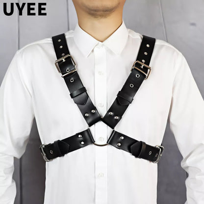 UYEE Men Harness Belts Body BDSM Bondage Gay Chest Body Cage Harness Strap Fetish Exotic Tops Rave Costume for Adults Gay