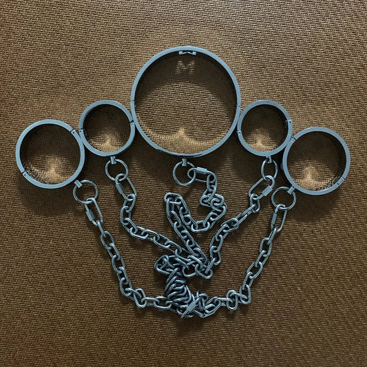 Stainless steel handcuffs Adjustable Metal Bondage Handcuffs Ankle Cuffs Neck Collar For Fetish Bdsm Slave Roleplay Shackles 18+