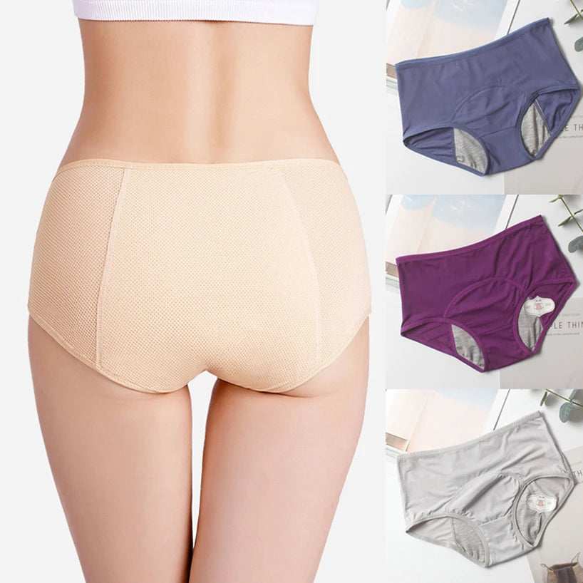 Cotton Women Menstrual Panties Leak Proof Girls Underwear Incontinence Menstruation Ladies Briefs Mid-Waist Mesh Intimates 2020