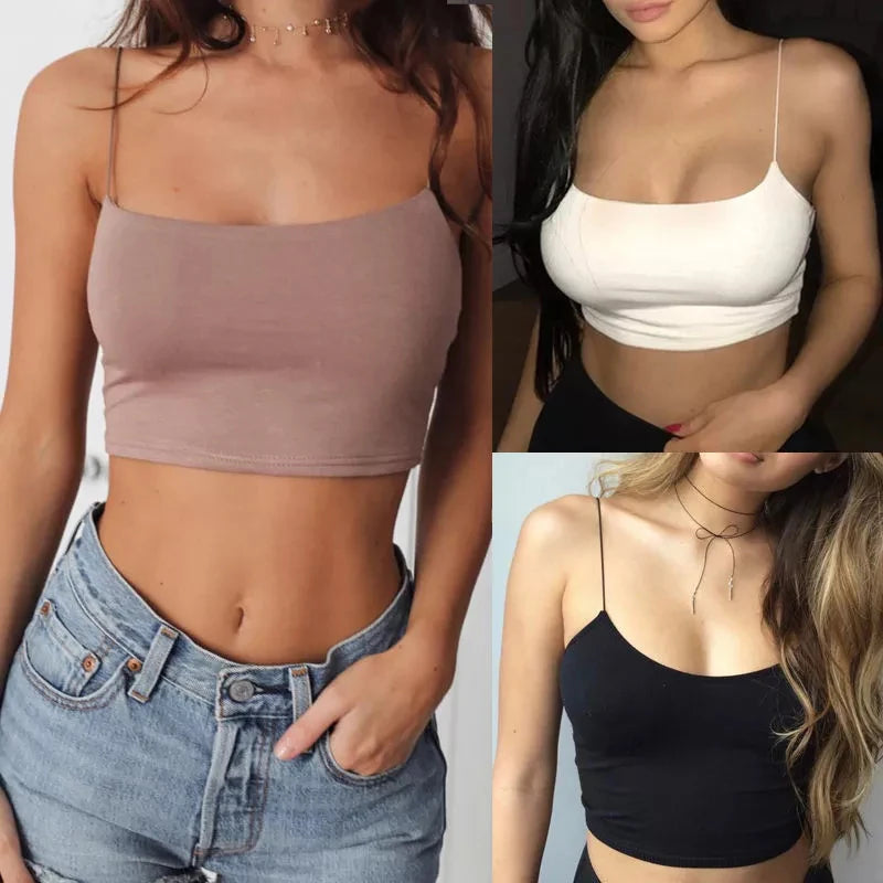 Hot Fashion Women's Club Tank Tops Solid Strappy Sleevless Camisoles Tube Sport Bra Bralette Casual Sexy Ladies Summer Tanks