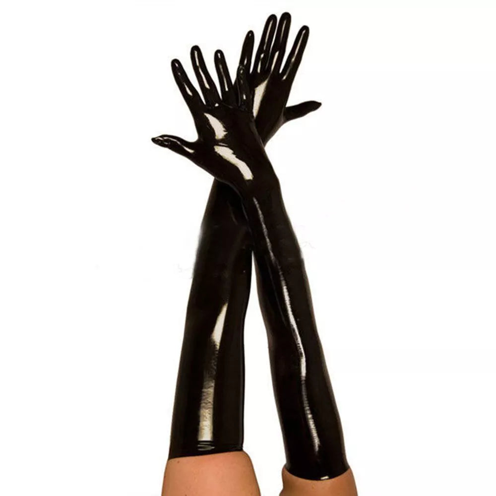 Gants longs Sexy pour adultes, noirs, pour dames, Hip-pop, fétichiste, en Faux cuir, Clubwear, Catsuit Sexy, Costumes de Cosplay, accessoire