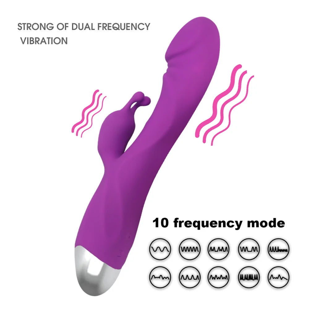 USB charging Rabbit Vibrators Vagina G Spot Clitoris Nipple Dual Stimulator Massager Dildo Sex Toys For Women Adult Masturbators