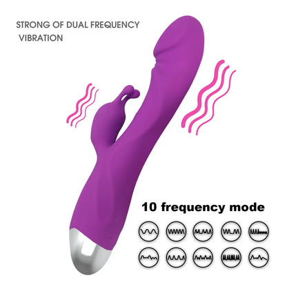 USB charging Rabbit Vibrators Vagina G Spot Clitoris Nipple Dual Stimulator Massager Dildo Sex Toys For Women Adult Masturbators