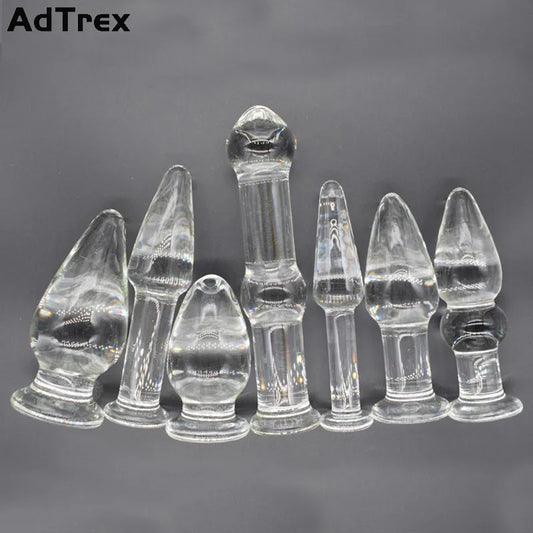 7 Size Glass Anal Dildo Butt Plug Anal Beads Erotic Sex Toy for Women Adult Products for Couples Crystal Glass Anus Massage Toys