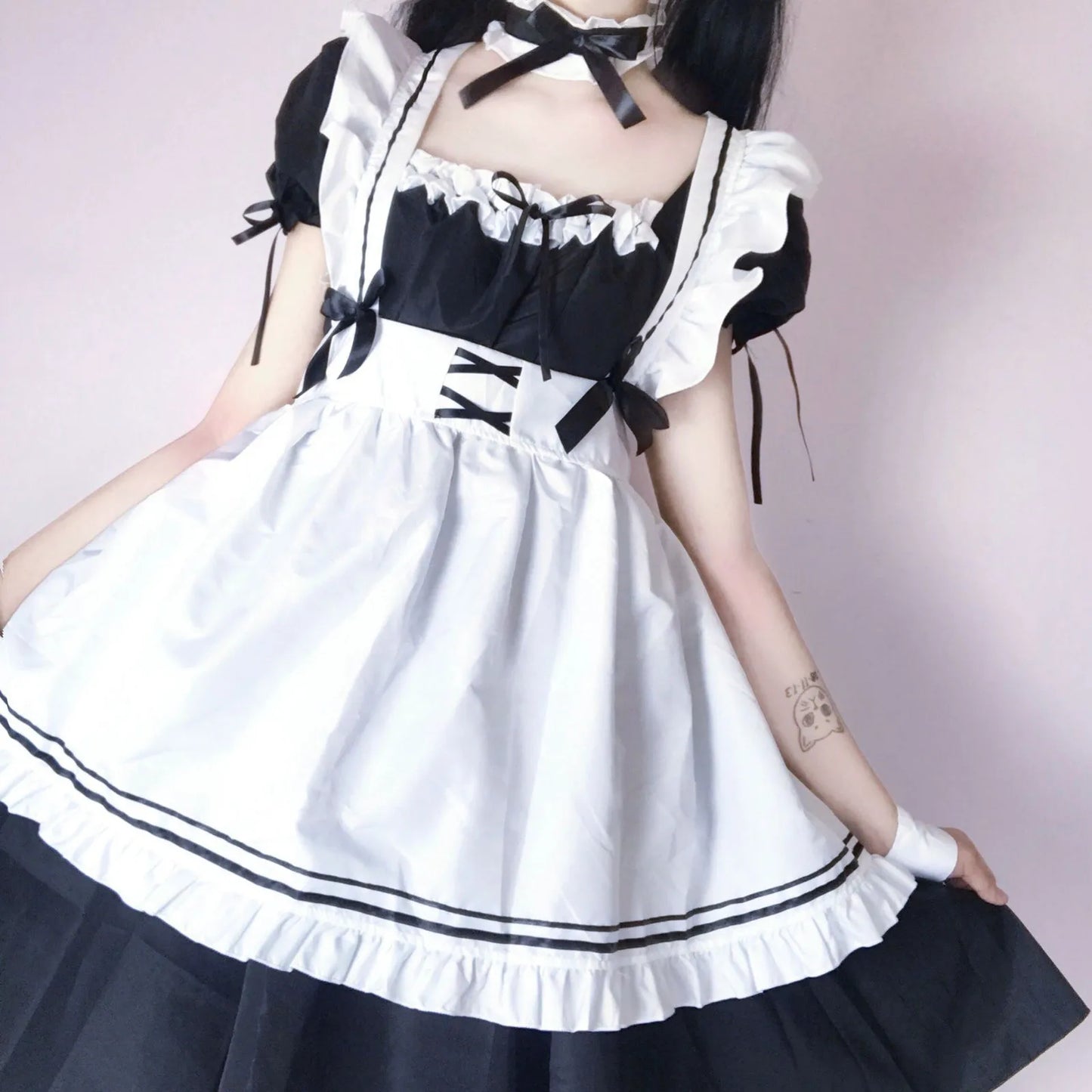 2024 Black Cute Lolita Maid Costumes Girls Women Lovely Maid Cosplay Costume Animation Show Japanese Outfit Dress Clothes