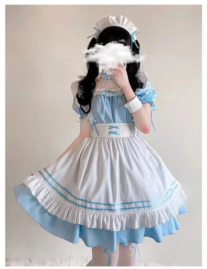 2024 Black Cute Lolita Maid Costumes Girls Women Lovely Maid Cosplay Costume Animation Show Japanese Outfit Dress Clothes