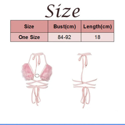 Y2k Brand New Sexy Women Bras Fluffy Plush Top Sweet Girl Pink Color Crop Top Ladies Crop Top Ladies Underwear