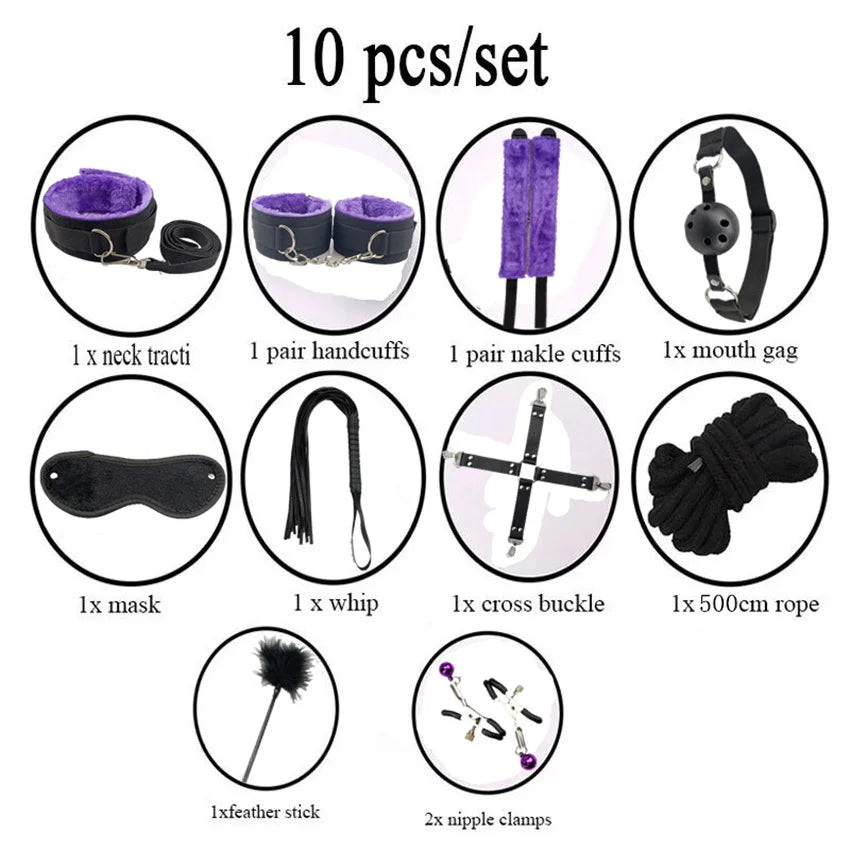 BDSM Kit Sex Toys For Men Erotic Handcuffs Whip Sextoy Anal plug Vibrator Bdsm Sex Bondage Set Adult Toys sm products Sex toys