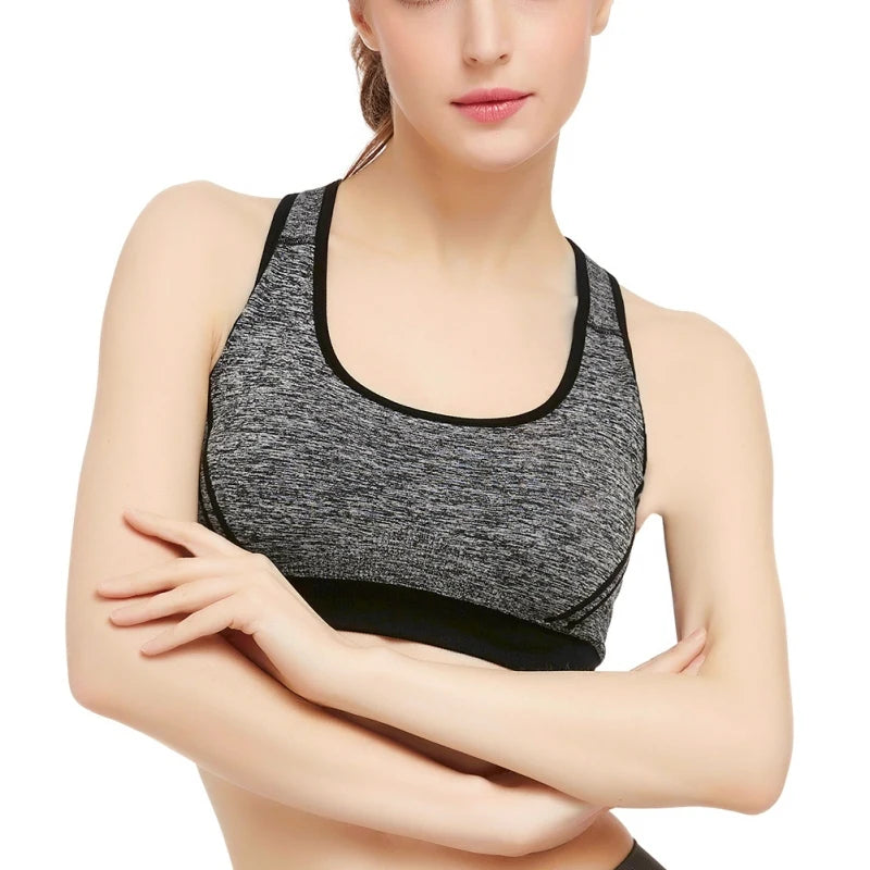 Women  Sports Bra Lady Quick Dry Yoga Padded Fitness Stretch Workout Seamless Solid Tank Top Bra