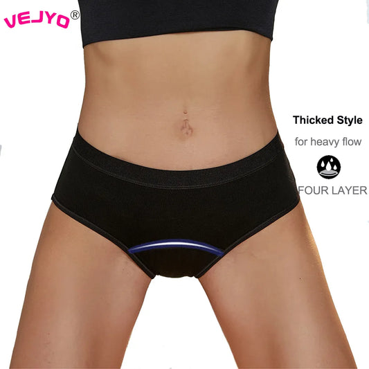 Plus Size Period Underwear Women Bamboo Fiber 4-Layer Leakproof Absorbent Briefs Physiological Shorts Panties for Menstruation