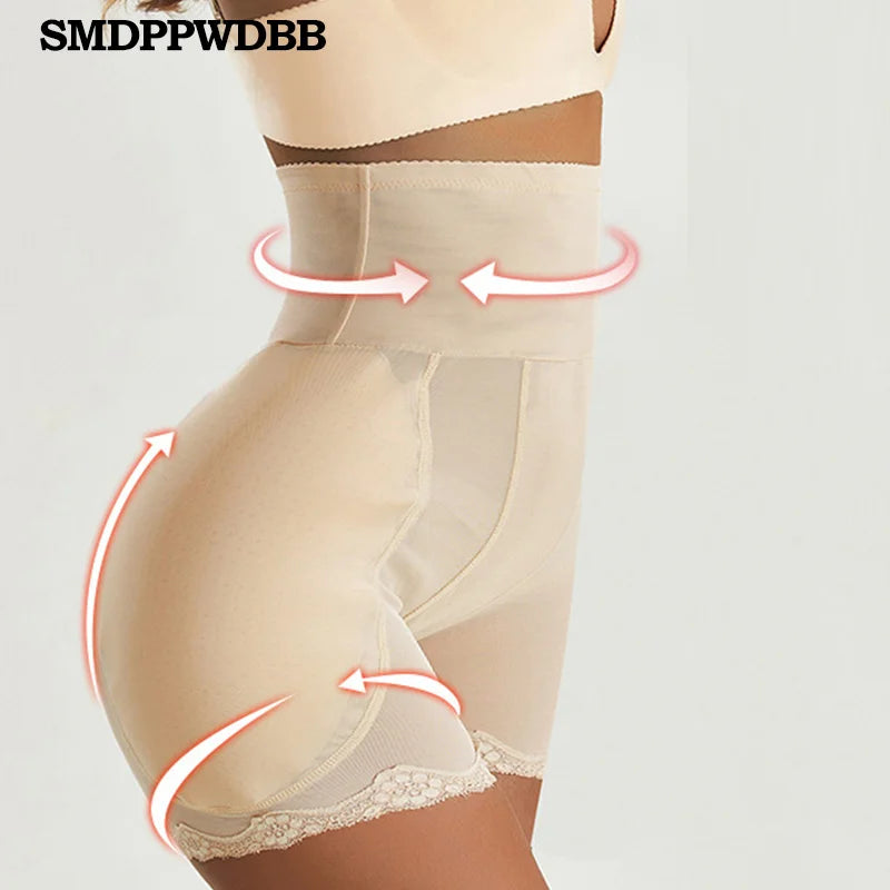 High waist seamless body shaper abdomen butt lifting buttocks control panties invisible pad padded hip enhancing underwear