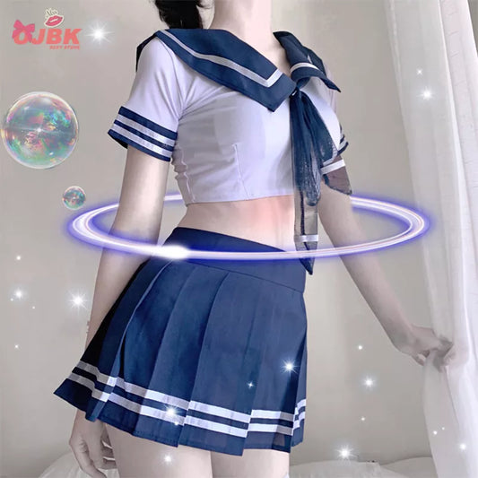 OJBK Women Sexy Cosplay Lingerie Student Uniform  School Girl Ladies Erotic Costume Dress Women Lace Miniskirt Outfit Short Top