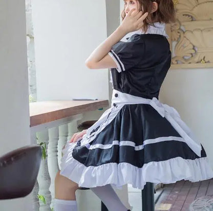 2022 Japanese Women Maid Outfit Anime Long Dress Black and White Dresses Men Lolita Dress Costume Cosplay Cafe Apron Costume