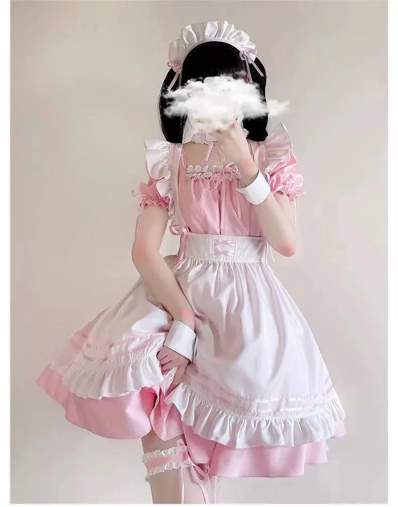 2024 Black Cute Lolita Maid Costumes Girls Women Lovely Maid Cosplay Costume Animation Show Japanese Outfit Dress Clothes