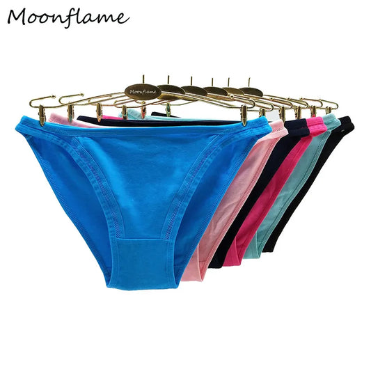 Moonflame 5 Pcs/Lot 2023 Hot Sale Solid Color Cotton Women's Briefs For Women Underwear Ladies Panties