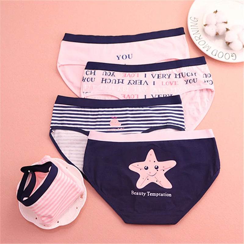 Women Stripe Briefs Cotton Sexy Panties Underwear Oversize Underpants Ladies Cartoon Cute Soft Kawaii Cute Plus Size Panty