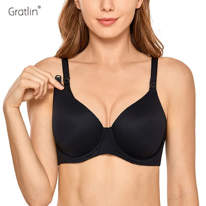 Gratlin Full Coverage Lightly Padded Underwire Nursing Bra Contour Breastfeeding Support For Pregnant Women Lingerie