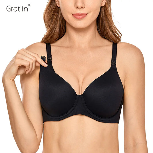 Gratlin Full Coverage เบาะ Underwire Nursing Bra Contour ให้นมบุตรสำหรับหญิงตั้งครรภ์ชุดชั้นใน