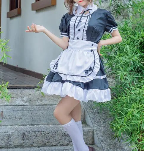 2022 Japanese Women Maid Outfit Anime Long Dress Black and White Dresses Men Lolita Dress Costume Cosplay Cafe Apron Costume