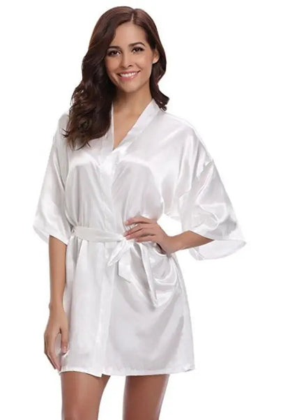 Nouvelle Robe Kimono en soie peignoir femmes Robes de demoiselle d'honneur en soie Sexy Robes bleu marine Robe en Satin dames Robes de chambre