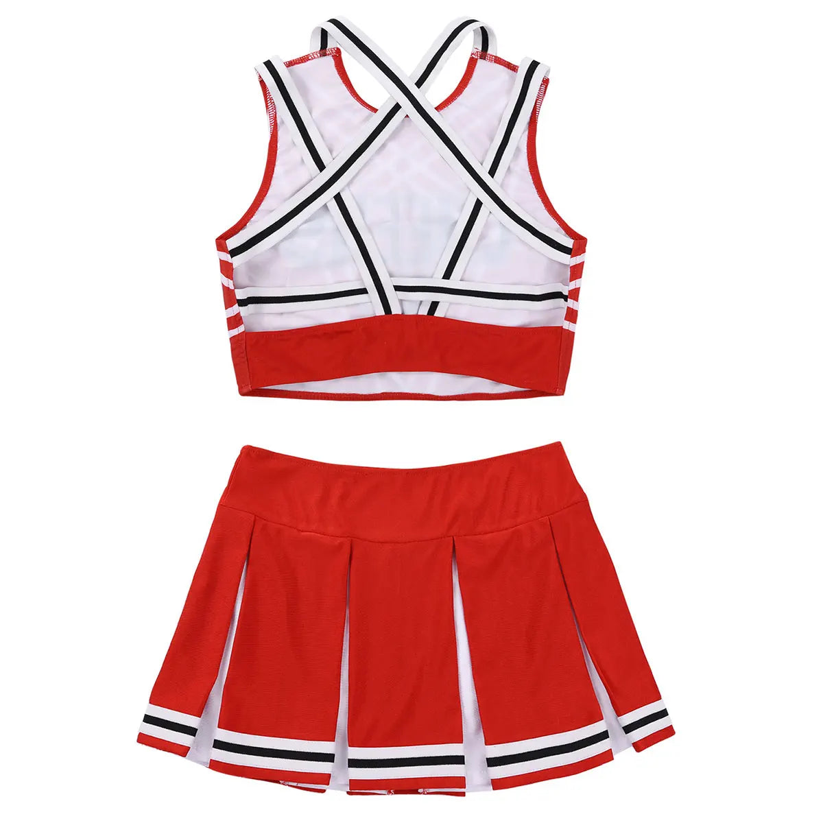 Women Japanese Schoolgirl Cosplay Uniform Girl Sexy Lingerie Sleeveless Crop Top with Mini Pleated Skirt Cheerleader Costume Set