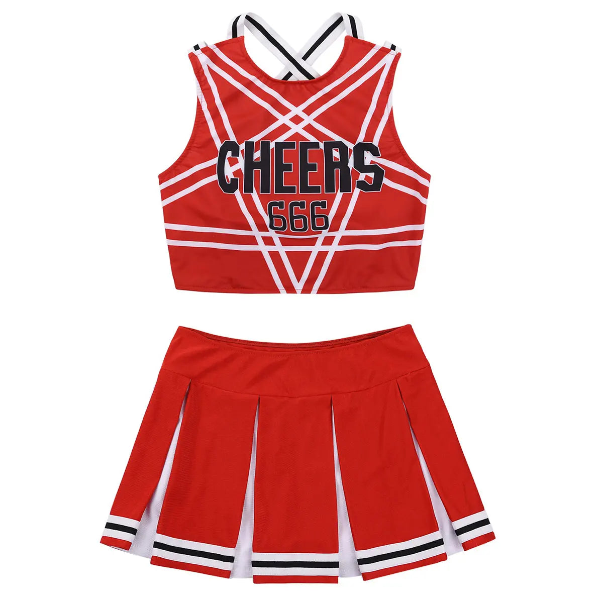 Women Japanese Schoolgirl Cosplay Uniform Girl Sexy Lingerie Sleeveless Crop Top with Mini Pleated Skirt Cheerleader Costume Set