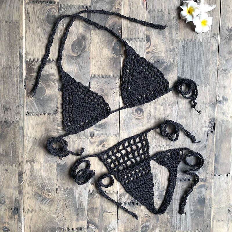 Handmade Crochet Micro Bikini G Thong String Beach Micro Swimwear Sexy Lingerie Sets 2019 Hot Sale