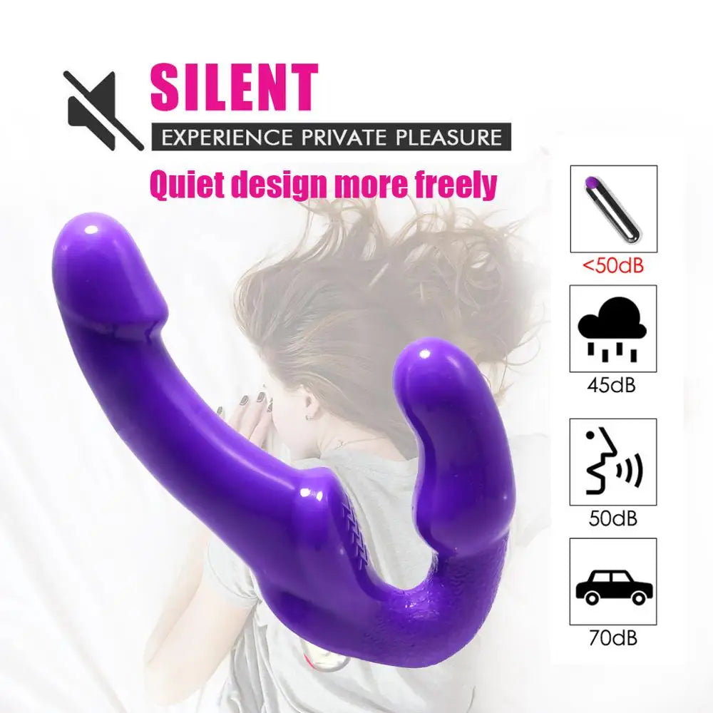 สายหนังที่ไม่มีสายหนัง-Dildo Vibrator สำหรับคู่ Strapon สำหรับ Lesiban รีโมทคอนโทรลไร้สาย Double-หัว Vibrator ของเล่นสำหรับผู้ใหญ่