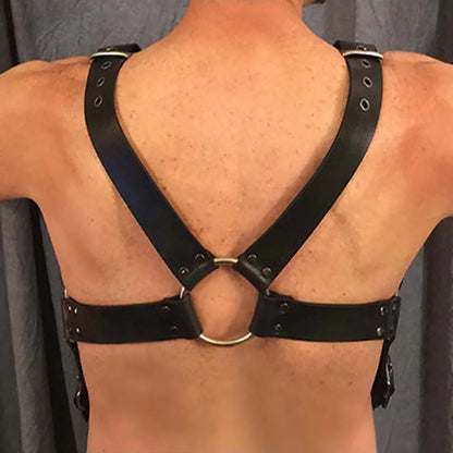 TRODEAM Harnais de poitrine en cuir sexy pour hommes, armure d'épaule réglable, rivets, ceintures de bondage BDSM, ceinture de lingerie de haute qualité pour hommes