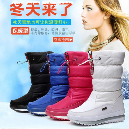 Winter Women Boots Thick Bottom Ankle Boots Women Waterproof Boots Fashion Women Shoes Solid Color Ladies Shoes Female Sneakers