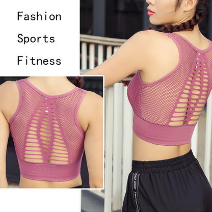 Yoga Sports Bra Women Yoga Crop Top Shockproof Push Up Underwear Fitness Bras Athletic Vest Gym Shirt Sport Sportswear Sling Bra