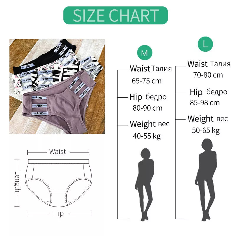 PINK Letter Sexy Women Panties Cotton Underwear Seamless Thongs Low Waist G-String Lady Intimates Sport Girls Lingerie Briefs