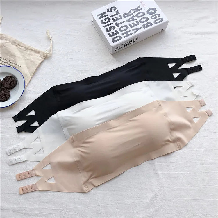 Sans couture une pièce bustiers femmes coussinets amovibles intimes basique noir/blanc/peau femmes bretelles soutien-gorge Bandeau bustier tubulaire