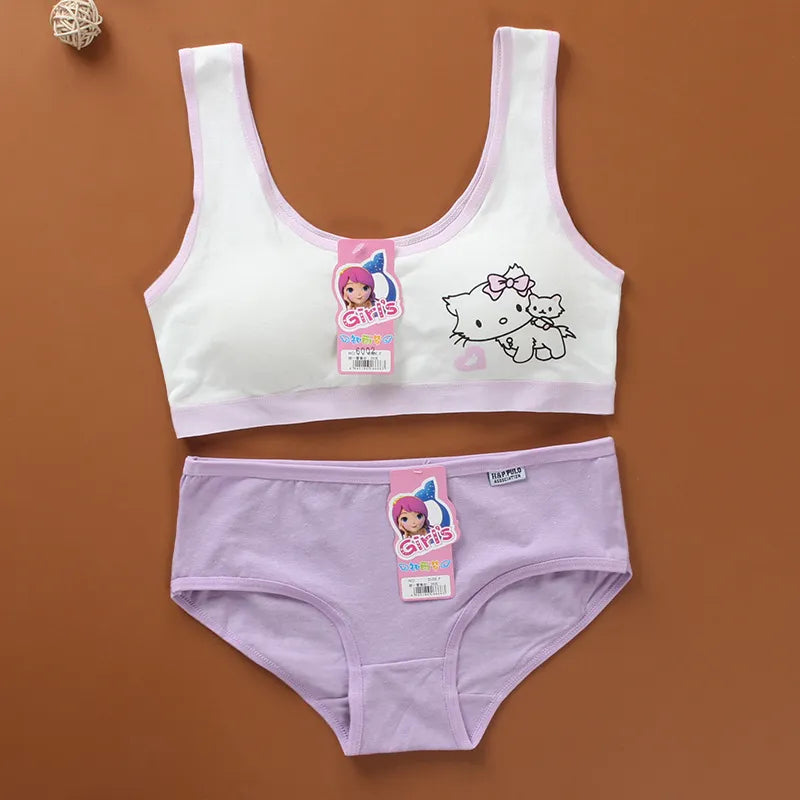 Young Girls Underwear Set Teenage Clothes Sets Teenager Sport Underwear Training Bra For Girls Teen Bra And Panties Sets 8-15Y