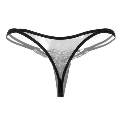 Papillon avec perles Tangas femmes Sexy G String sous-vêtements Sexy tongs dames dentelle Lingerie Sexy culotte transparente