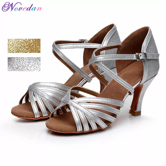 Professional Silver Gold Salsa Dance Shoes For Women Discount Latin Dance Shoes Popular Sexy Salsa Shoes Ladies 5cm/7cm Heel