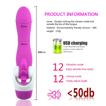 10 Speeds Mute Rotation Dildo Vibrators Tongue Licking Oral Sex Toy for Women G Spot Massager Clitoris Stimulator Adult Product