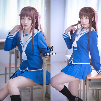 ROLECOS Anime Fruits Basket Cosplay Costume Tohru Honda Cosplay Christmas JK Girl School Uniform Women Sailor Costume Top Skirt