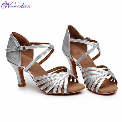 Professional Silver Gold Salsa Dance Shoes For Women Discount Latin Dance Shoes Popular Sexy Salsa Shoes Ladies 5cm/7cm Heel