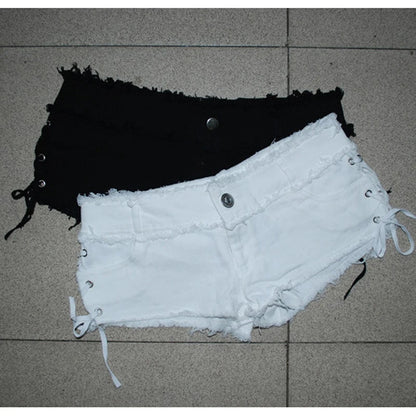 Sexy Women Tassel Low Rise Waist Hot Short Sexy Denim Booty Sexy Jeans Shorts Cute Micro Mini Short Club Wear Fashion F26